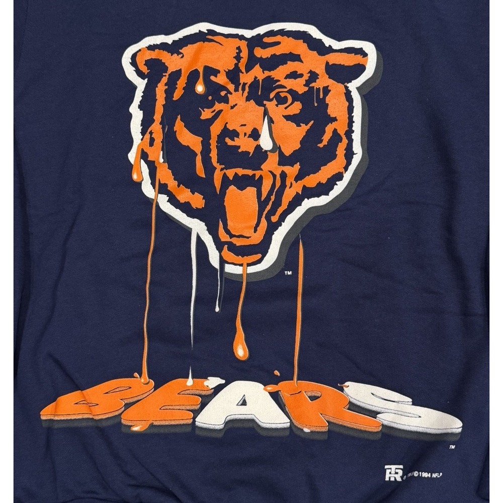 RARE 1994 NFL Chicago Bears 3D Drip Graphic Team Rated Tag Navy Blue Mens Size L - Picture 3 of 7